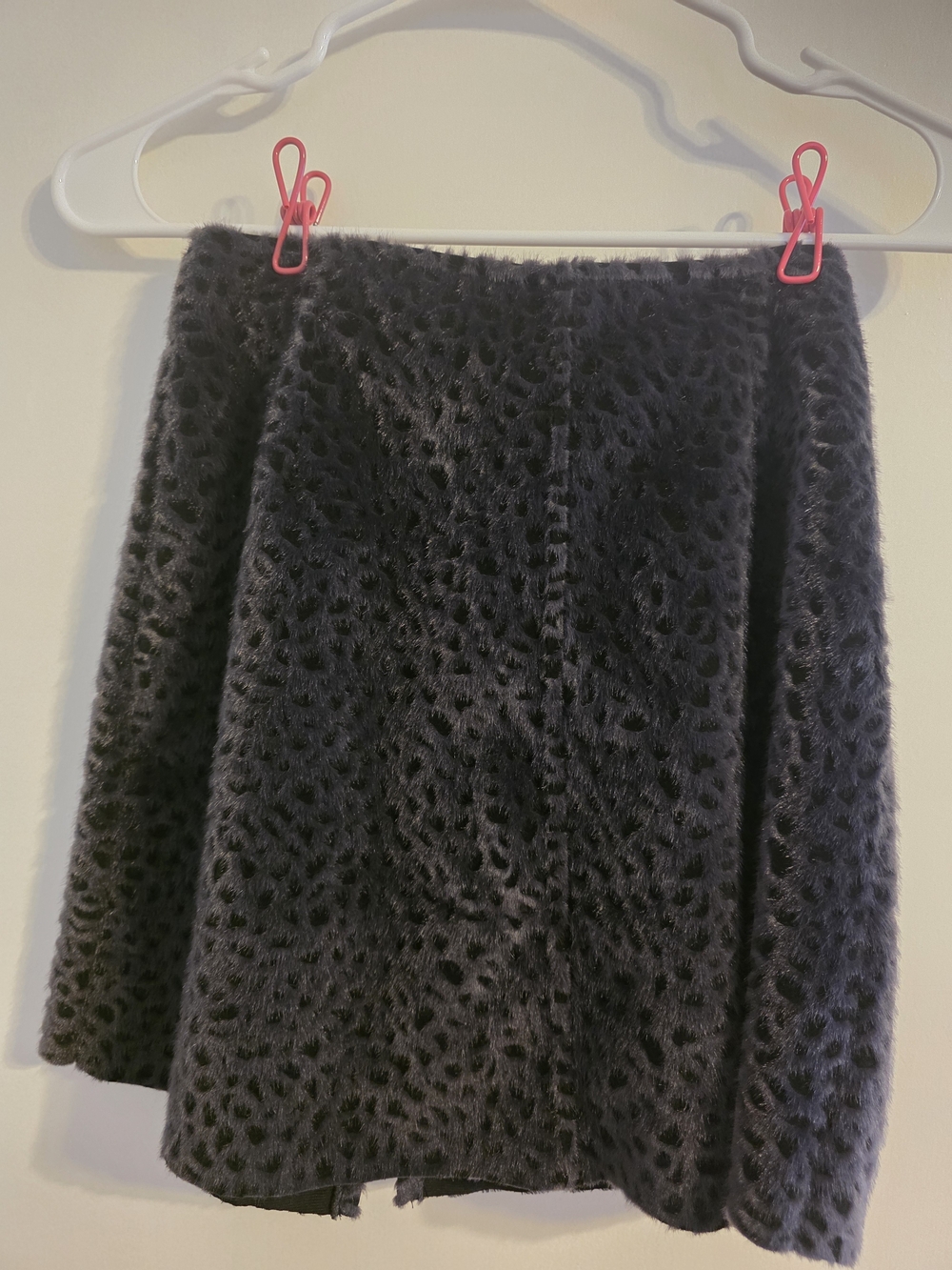 ASOS Black Faux Fur Leopard-Print A-Line Mini Skirt